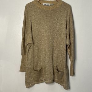 ALNORAL Dolman Sleeve Knit Gold Tunic Sweater Size Small vintage hong kong